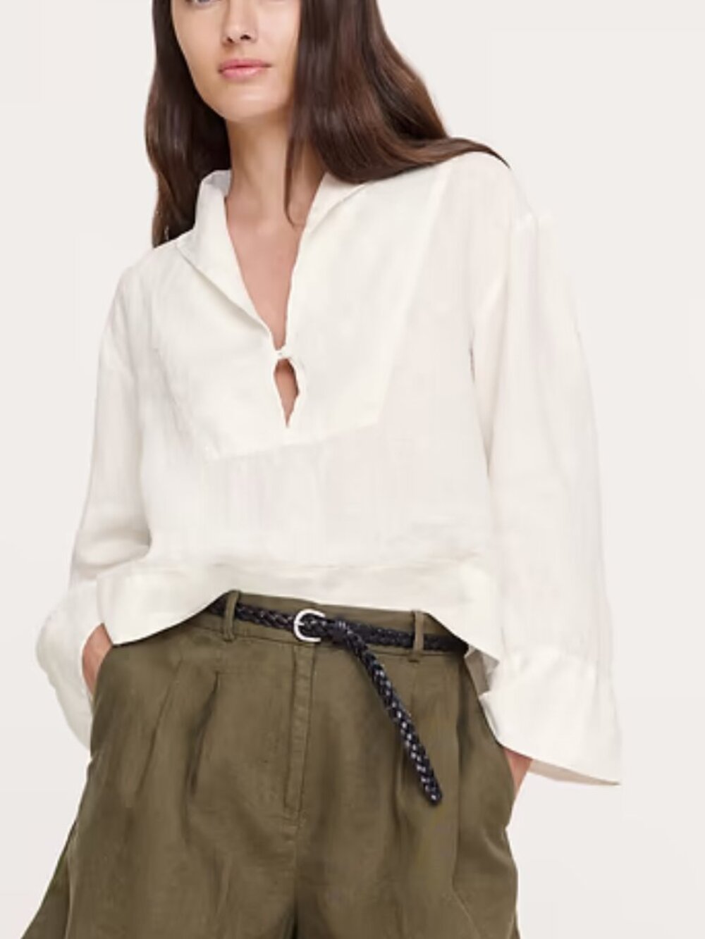 NWT Banana Republic Ivory White 100% Euro Linen Relaxed Popover Top M